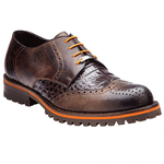 Belvedere Zara Alligator & Calfskin Wingtip Brogues Antique Brown