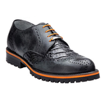 Belvedere Zara Alligator & Calfskin Wingtip Brogues Black