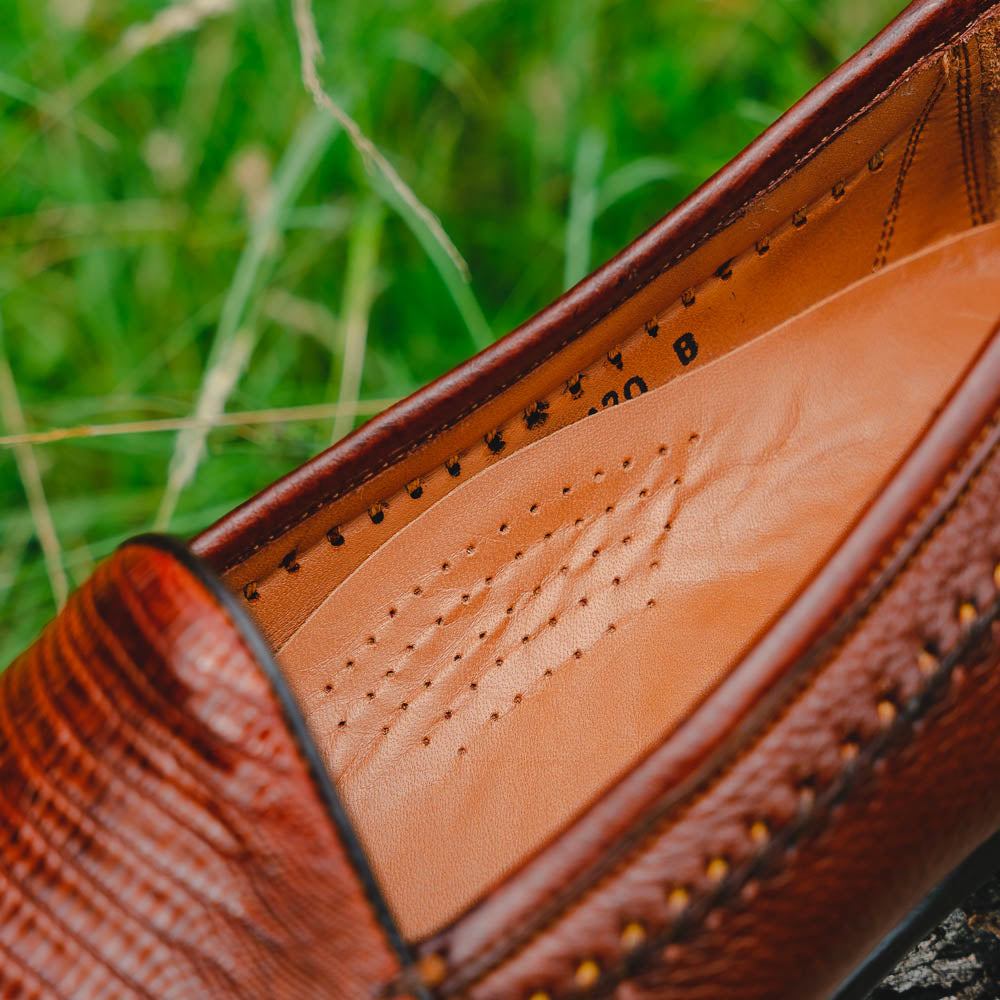 Alan Payne Bergamo Deerskin & Lizard Loafers Almond