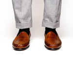 Alan Payne Bergamo Deerskin & Lizard Loafers Antique Honey