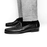 Alan Payne Bergamo Deerskin & Lizard Loafers Black