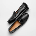 Alan Payne Bergamo Deerskin & Lizard Loafers Black