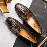 Marco Di Milano Bianchi Caiman Crocodile Tassel Loafers Brown