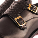 Vinci Leather The Bishkek Python Double Monk Strap Black