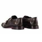 Vinci Leather The Bishkek Python Double Monk Strap Black