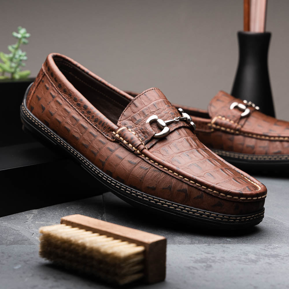 Handsewn Shoe Co. Croco Bit Driver Brown