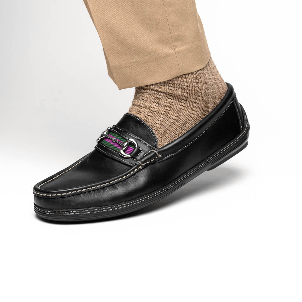 Handsewn Shoe Co. Bit Stripe Driver Black