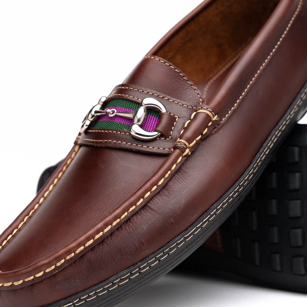 Handsewn Shoe Co. Bit Stripe Driver Dark Brown