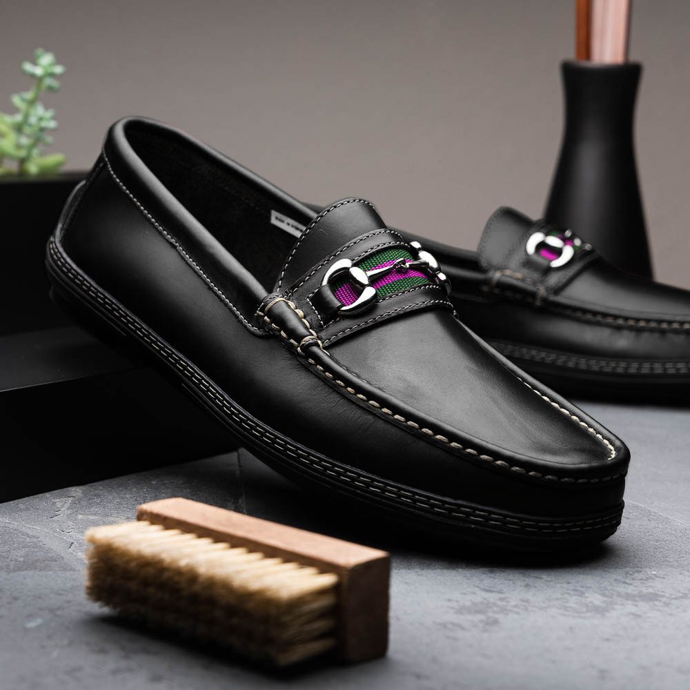 Handsewn Shoe Co. Bit Stripe Driver Black