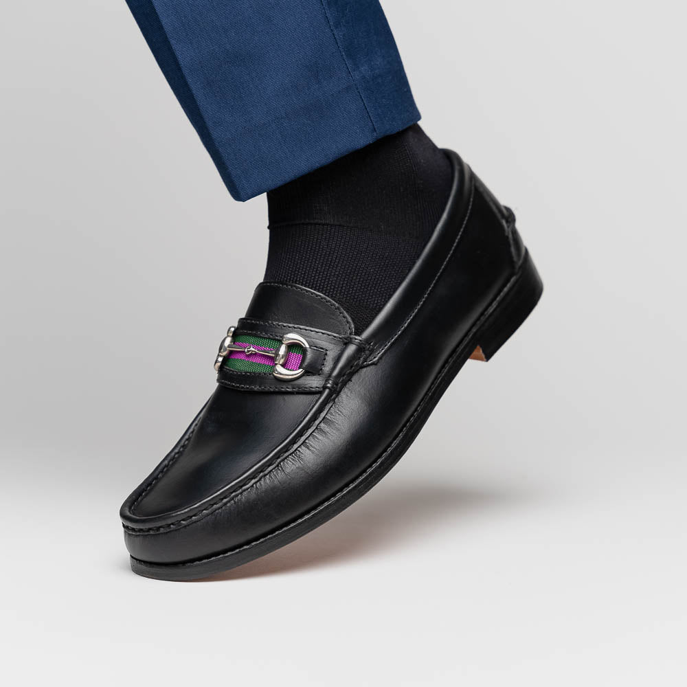 Handsewn Shoe Co. Bit Stripe Loafer Black