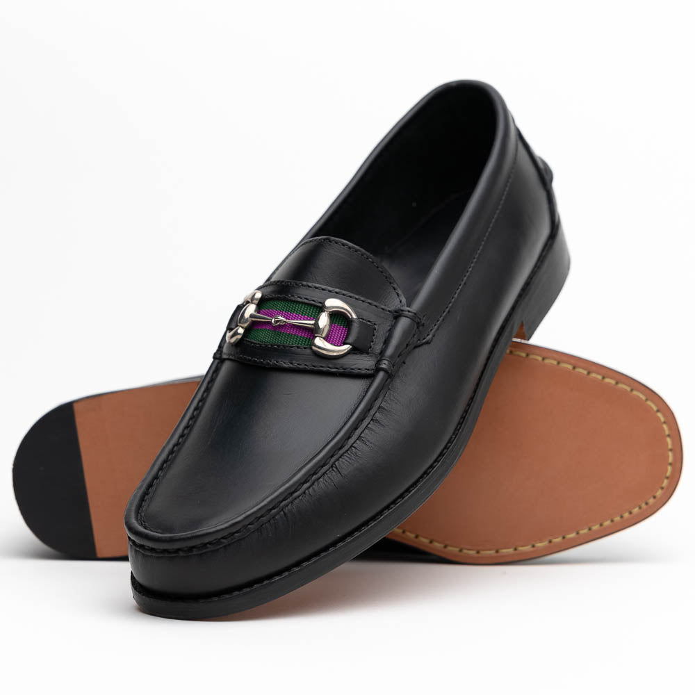 Handsewn Shoe Co. Bit Stripe Loafer Black