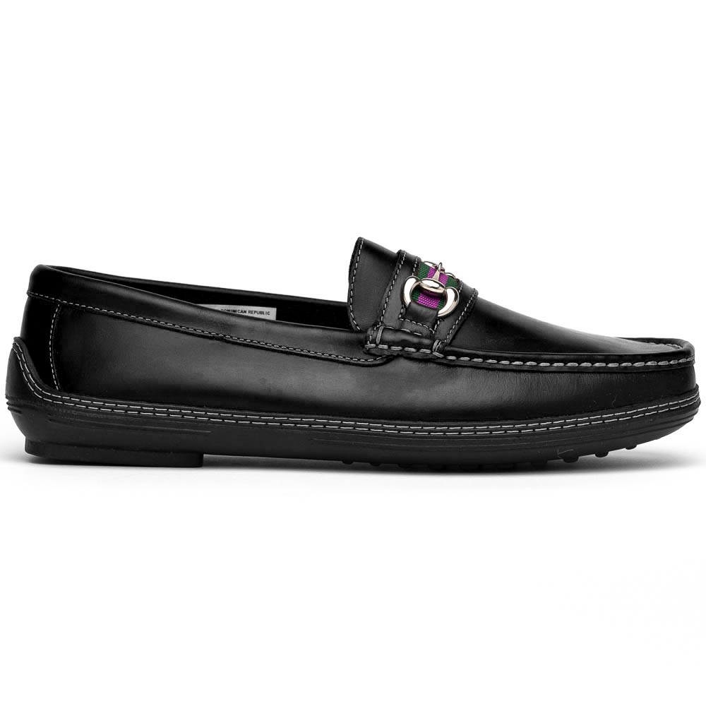 Handsewn Shoe Bit Stripe Driver Black