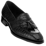 Caporicci 1415 Genuine Alligator Fringe Loafers Black