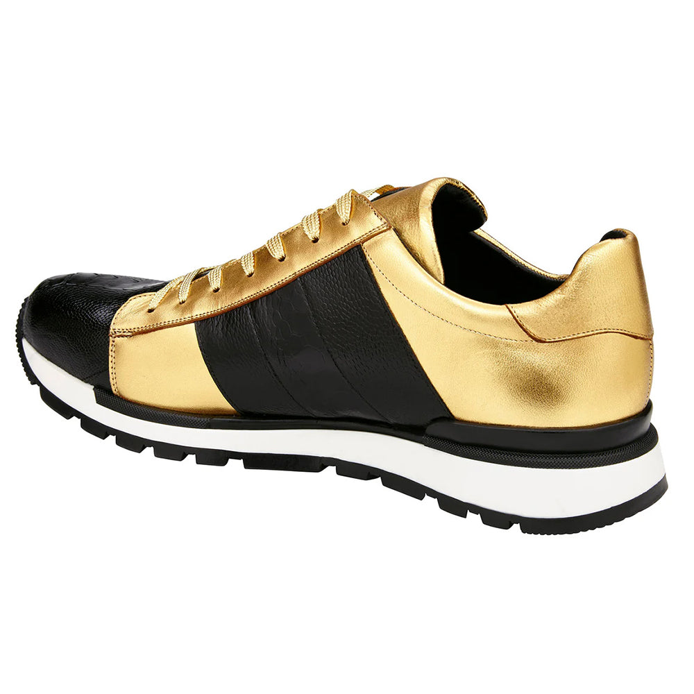Belvedere Blake Ostrich Sneakers Black / Gold (33629)