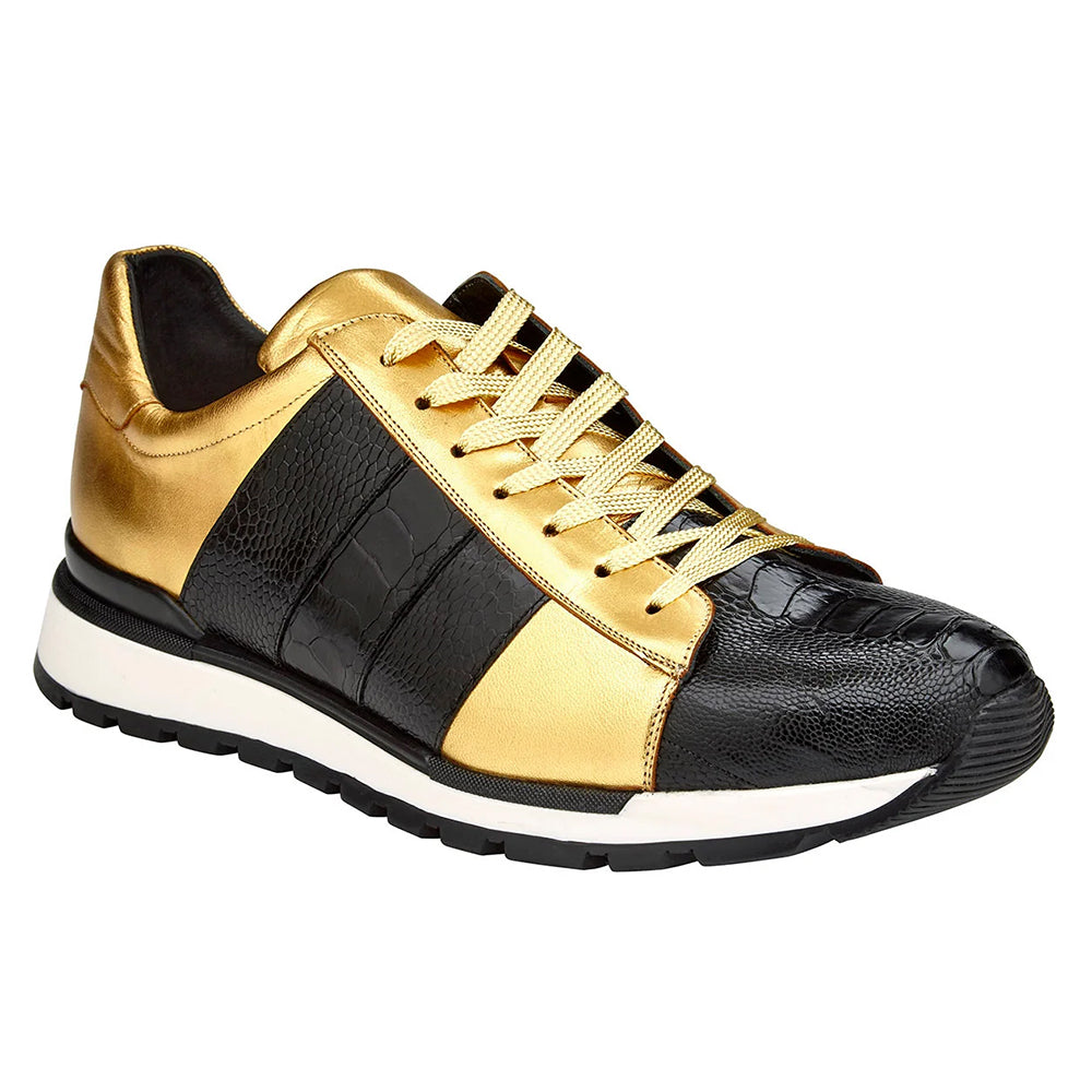 Belvedere Blake Ostrich Sneakers Black / Gold (33629)