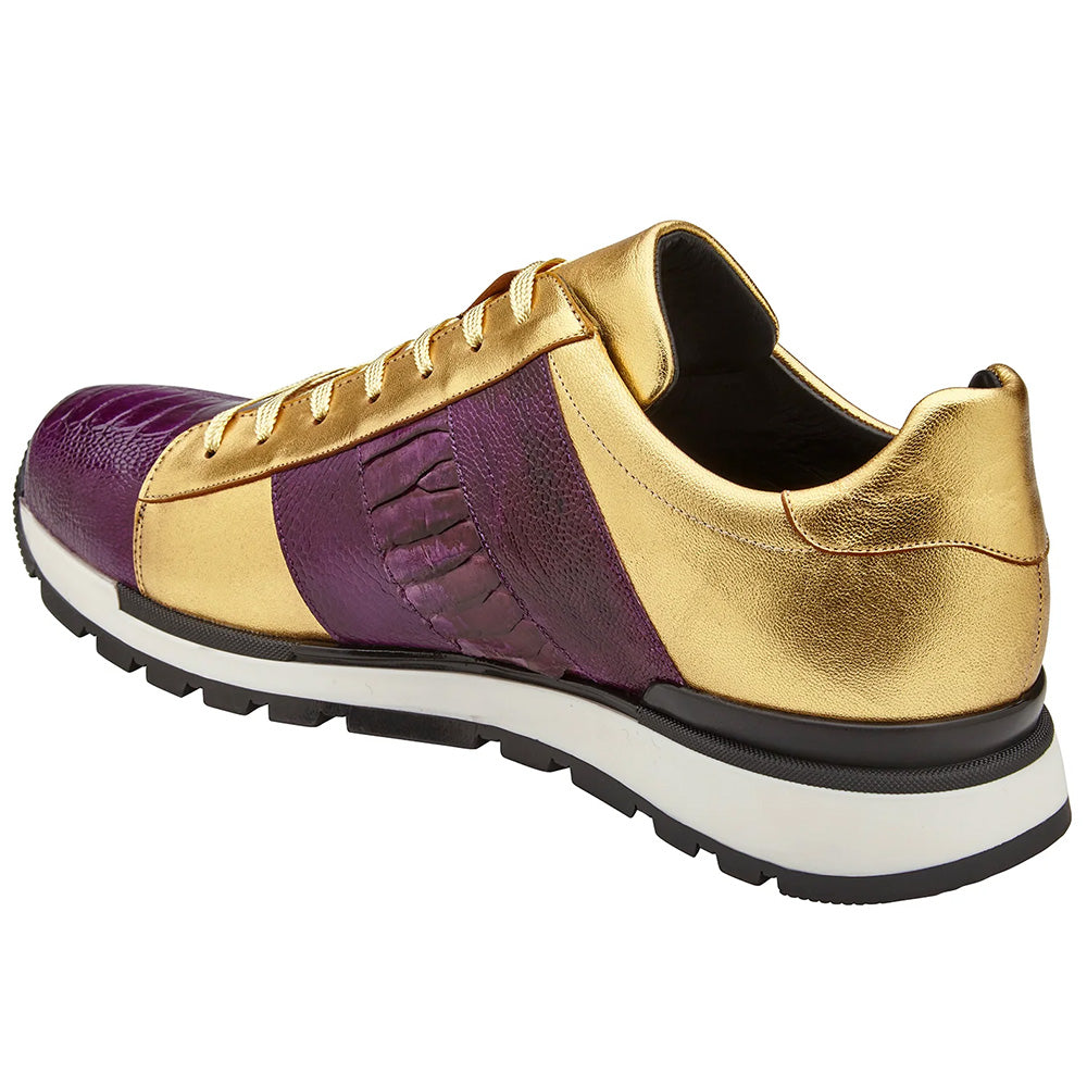 Belvedere Blake Ostrich Sneakers Purple / Gold (33629)