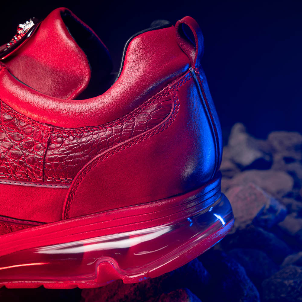 Belvedere Rexy Hornback Crocodile and Calfskin Sneakers Red