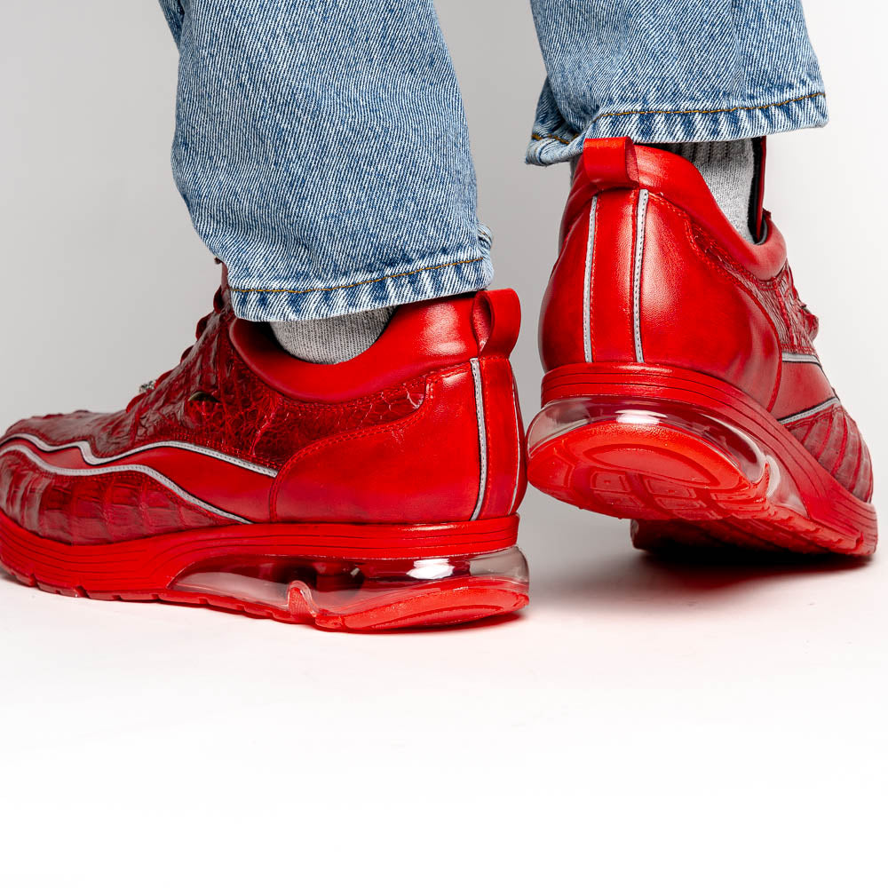 Belvedere Rexy Hornback Crocodile and Calfskin Sneakers Red
