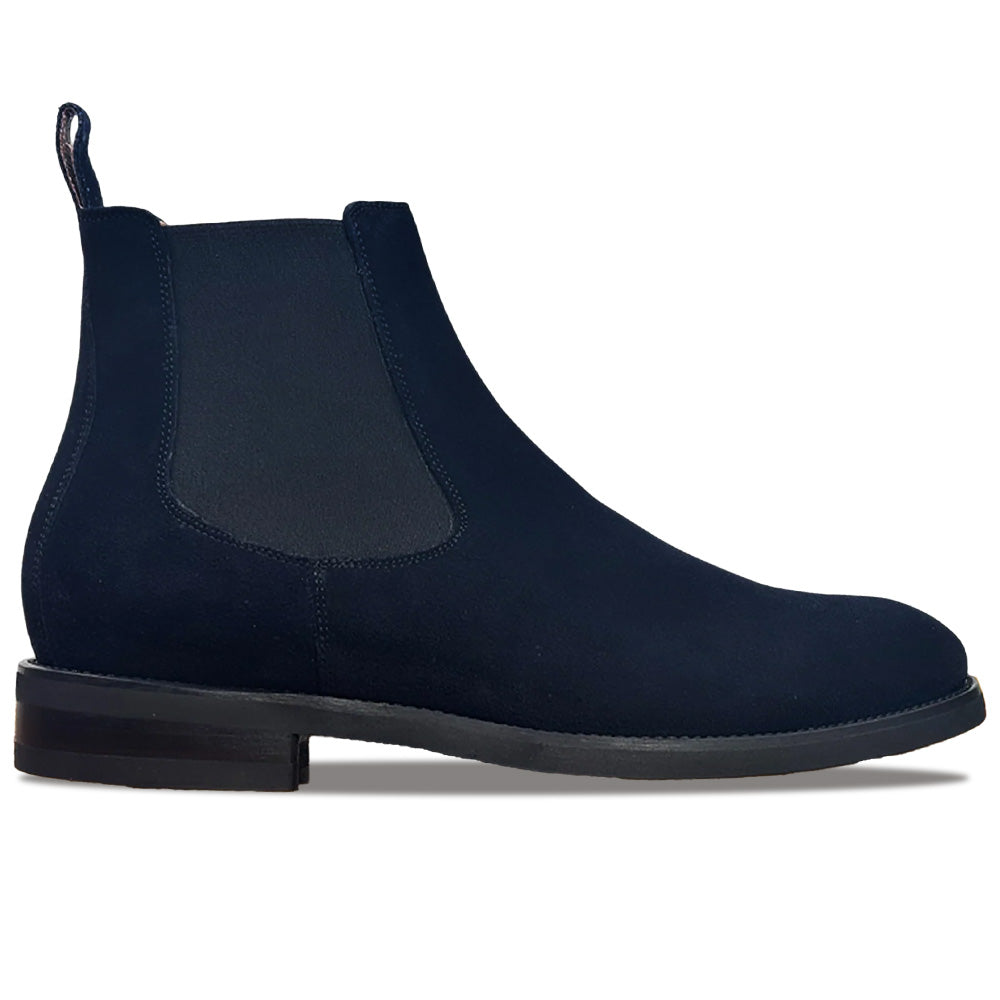 Calzoleria Toscana Calci Double Gore Velour Suede Chelsea Boot Navy Blue