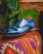Paul Parkman Leather Captoe Oxfords Blue & Turquoise