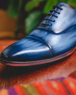 Paul Parkman Leather Captoe Oxfords Blue & Turquoise