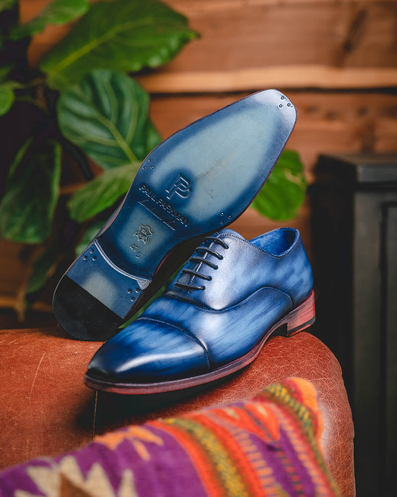 Paul Parkman Leather Captoe Oxfords Blue & Turquoise