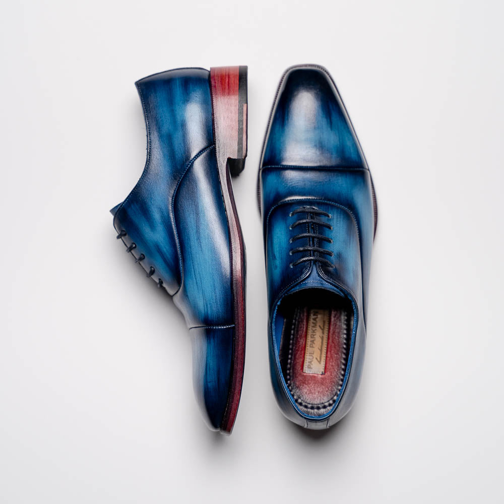 Paul Parkman Leather Captoe Oxfords Blue & Turquoise
