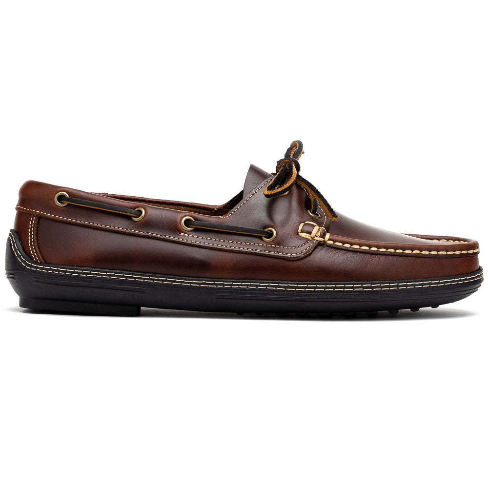 Handsewn Shoe Boat Driver Dark Brown