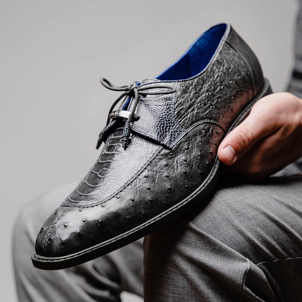 Belvedere Bolero Genuine Ostrich Shoes Gray (R43)