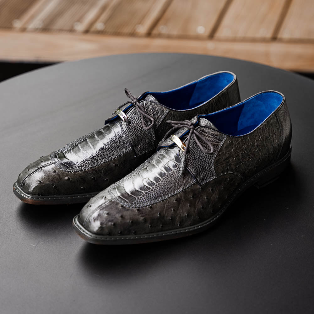 Belvedere Bolero Genuine Ostrich Shoes Gray (R43)
