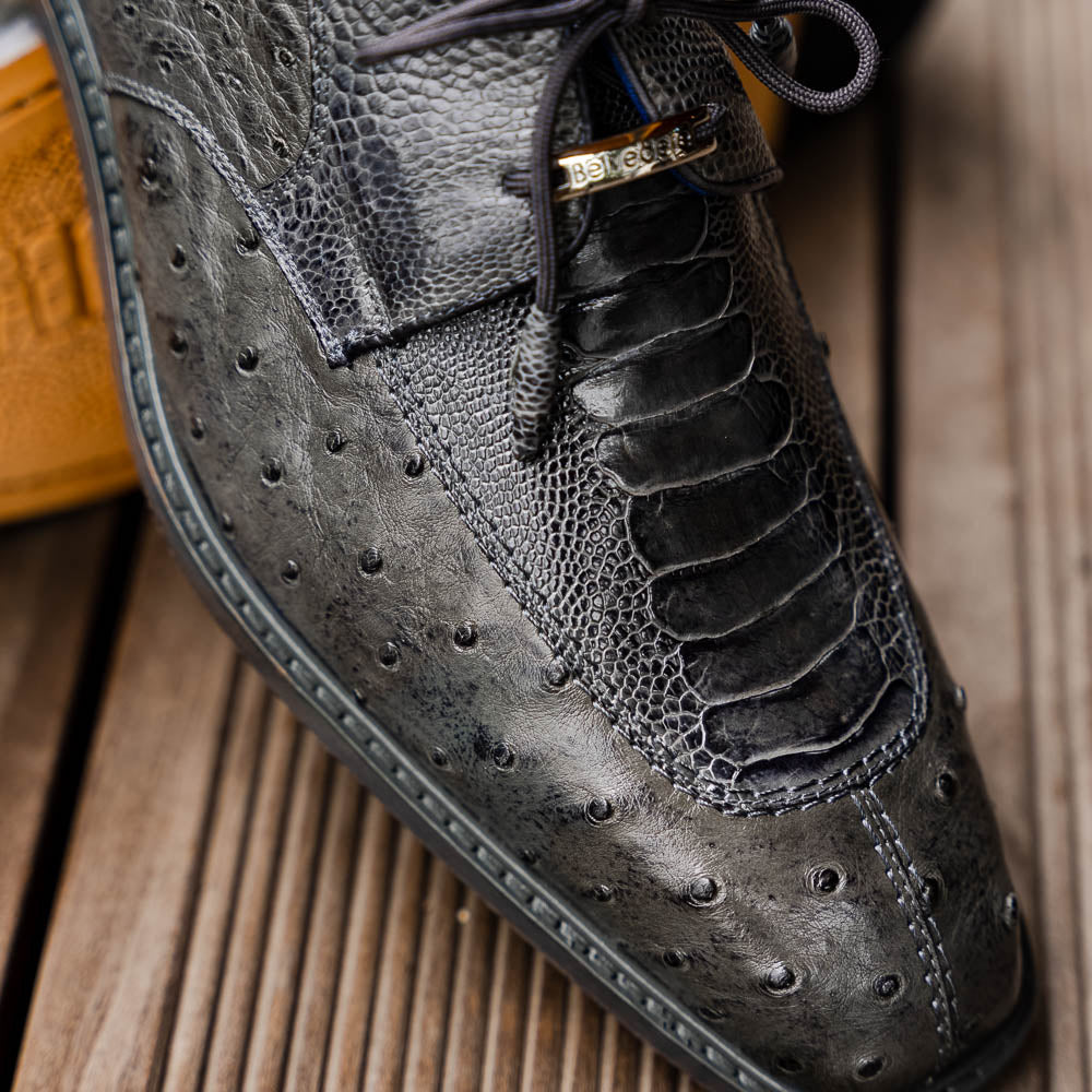 Belvedere Bolero Genuine Ostrich Shoes Gray (R43)