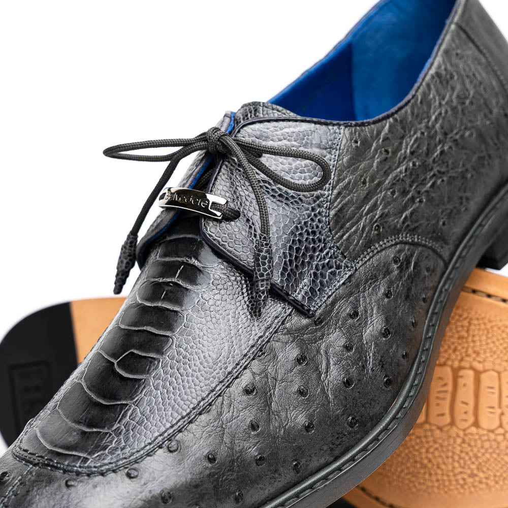Belvedere Bolero Genuine Ostrich Shoes Gray (R43)