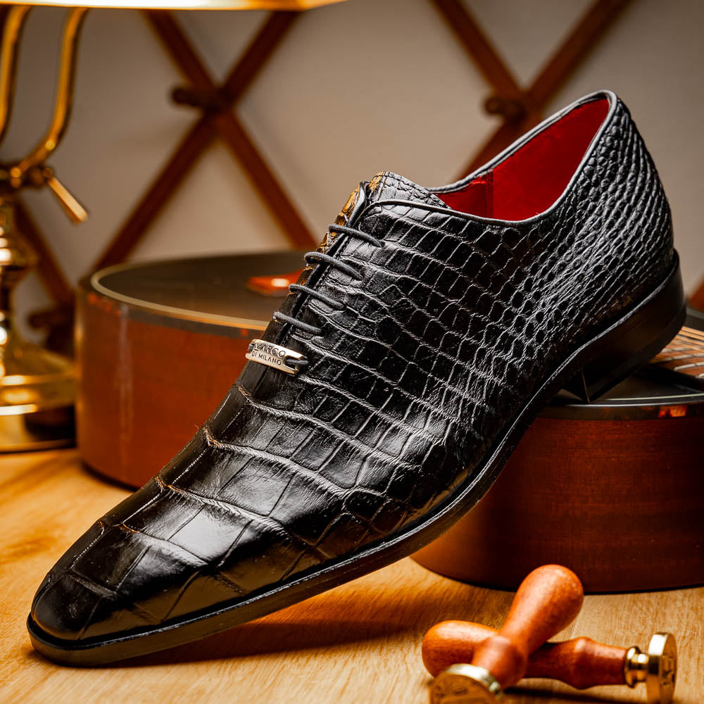 Marco Di Milano Bono Alligator Wholecut Oxfords Black