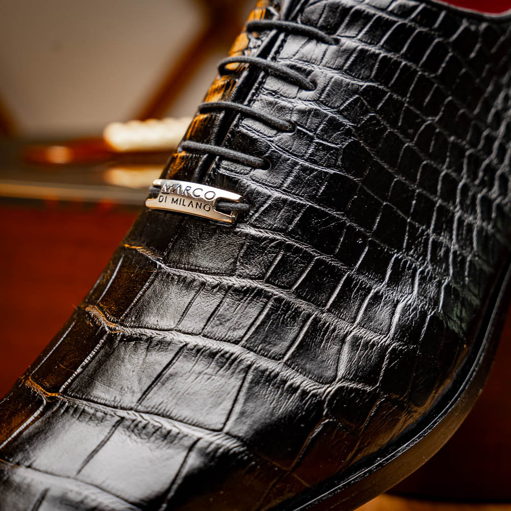 Marco Di Milano Bono Alligator Wholecut Oxfords Black