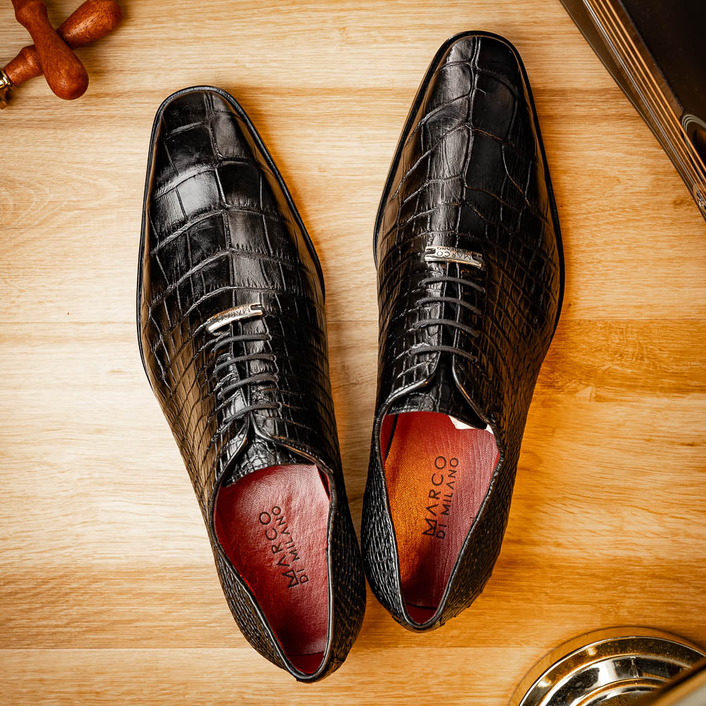 Marco Di Milano Bono Alligator Wholecut Oxfords Black