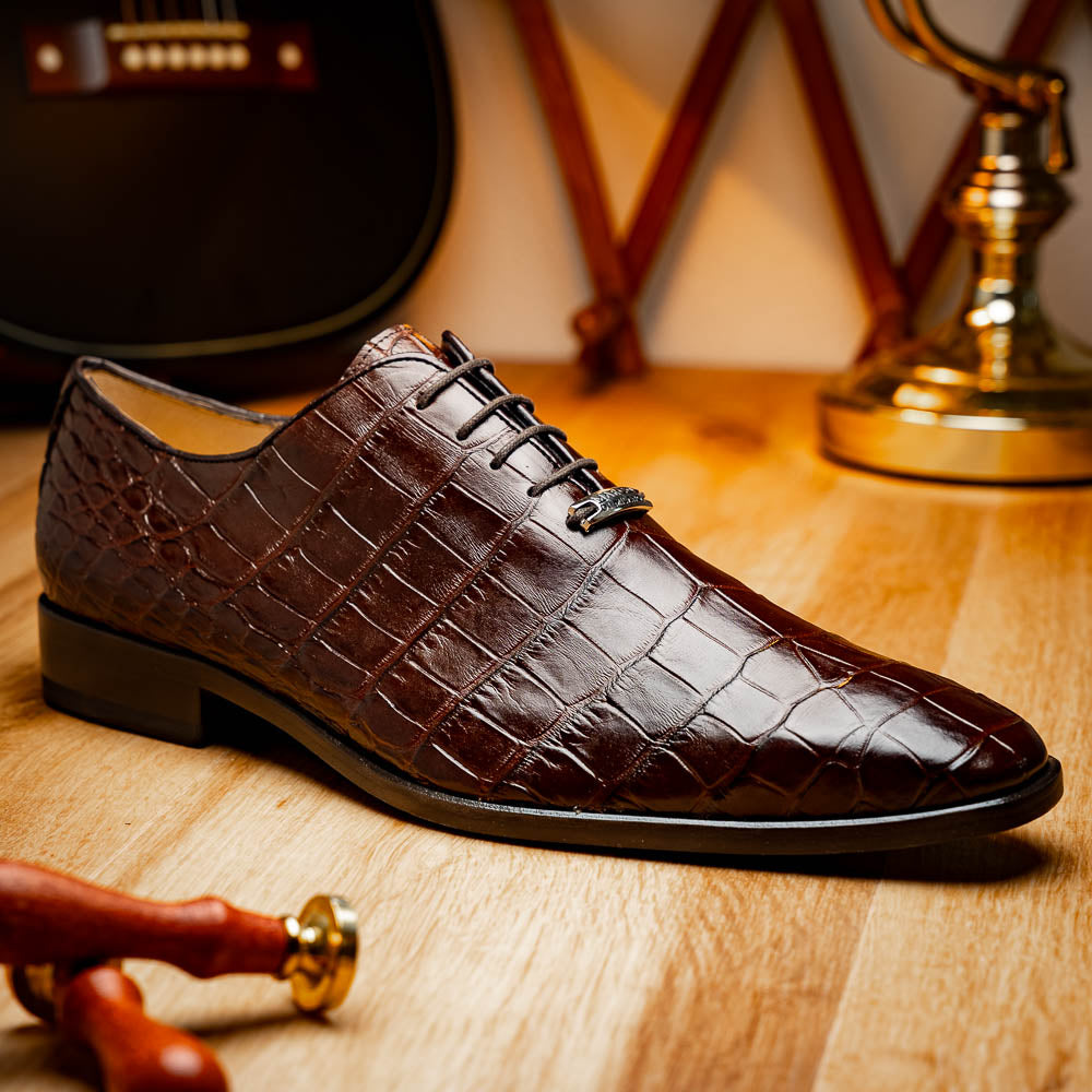Marco Di Milano Bono Alligator Wholecut Oxfords Brown