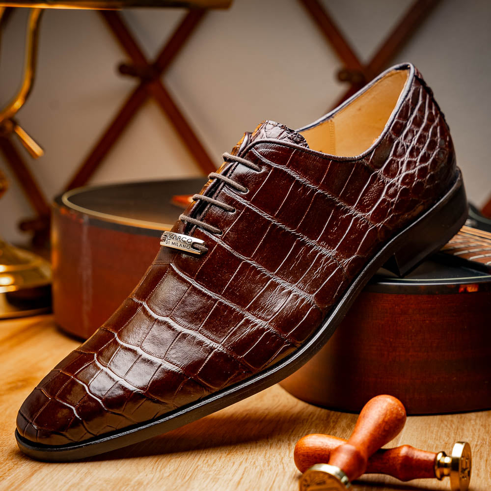 Marco Di Milano Bono Alligator Wholecut Oxfords Brown