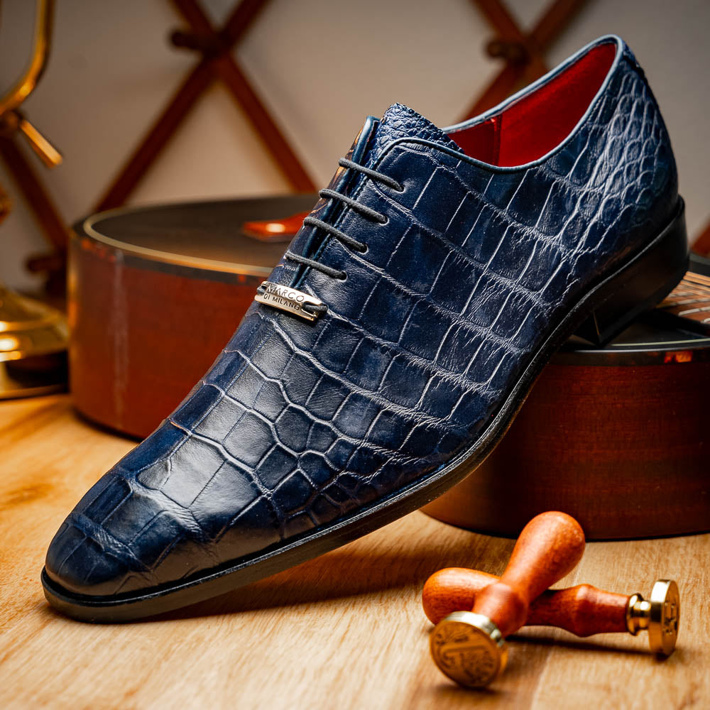Marco Di Milano Bono Alligator Wholecut Oxfords Navy