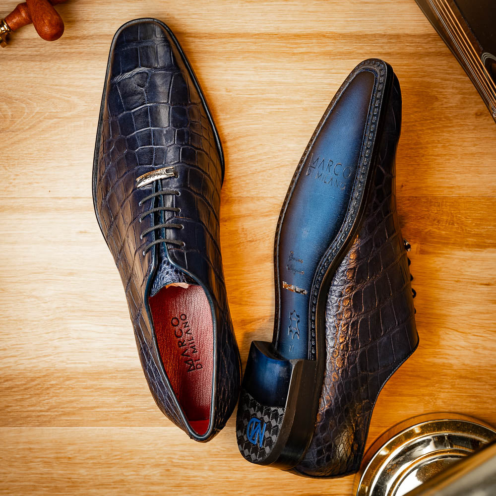 Marco Di Milano Bono Alligator Wholecut Oxfords Navy