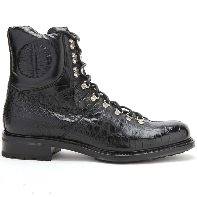 Caporicci Genuine Alligator Lace Up Boots Black