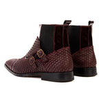Vinci Leather The Orion Snakeskin Double Monk Strap Boot Burgundy