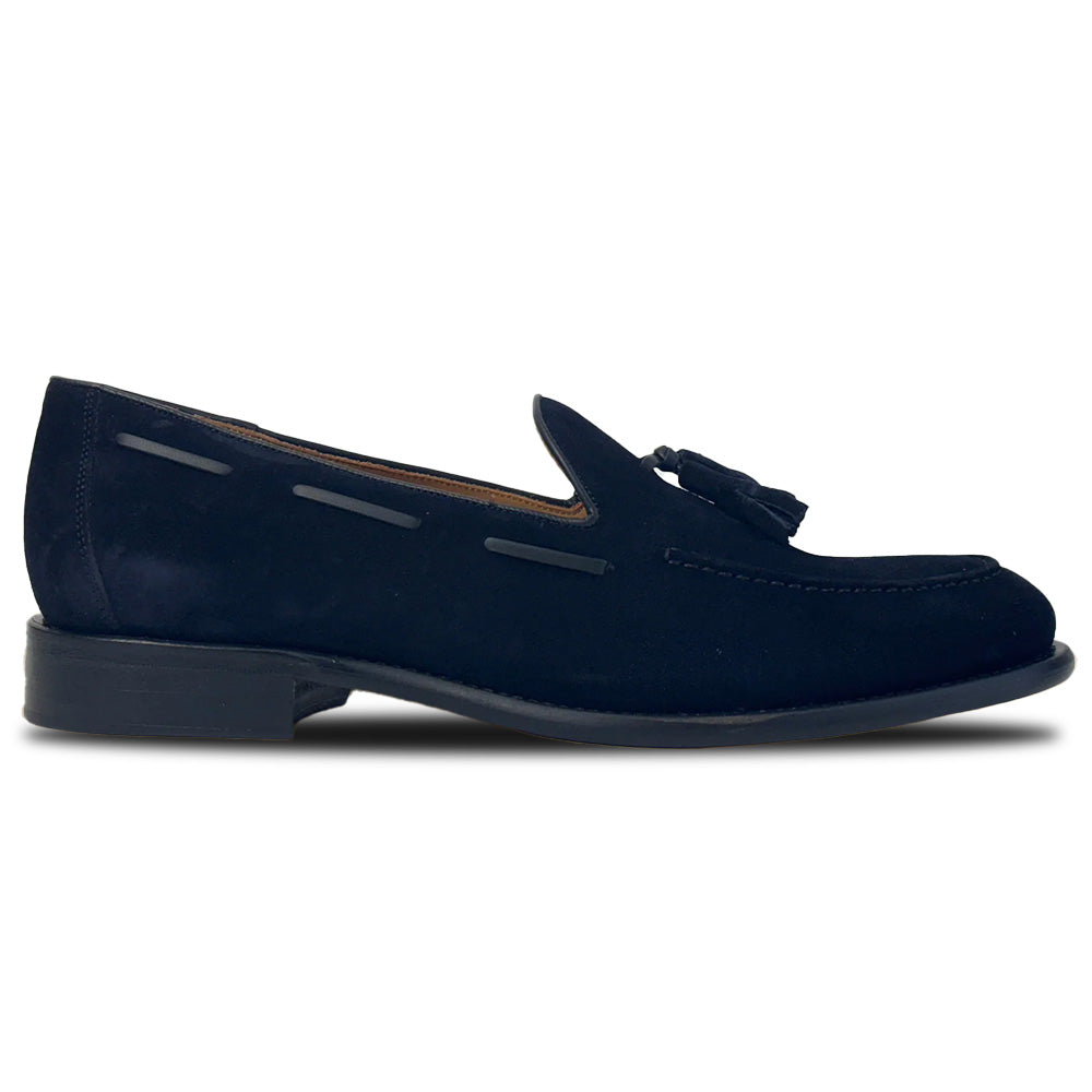 Calzoleria Toscana Bormio Suede Tassel Loafers Blue
