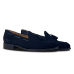Calzoleria Toscana Bormio Suede Tassel Loafers Blue