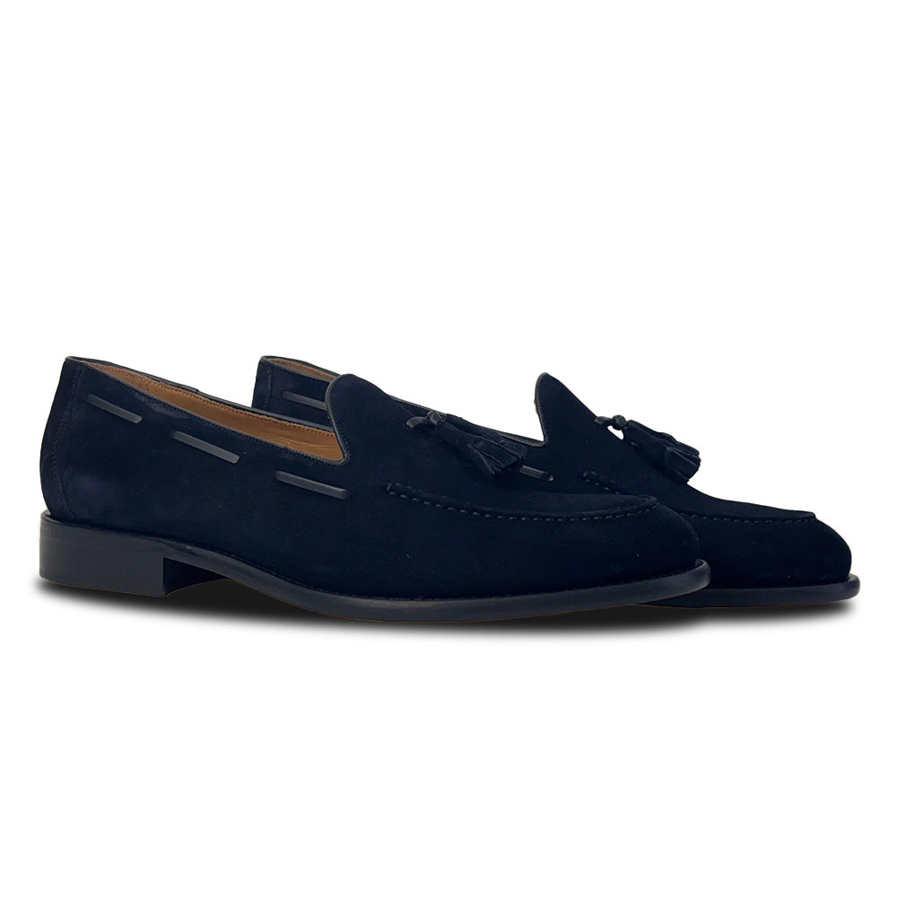 Calzoleria Toscana Bormio Suede Tassel Loafers Blue