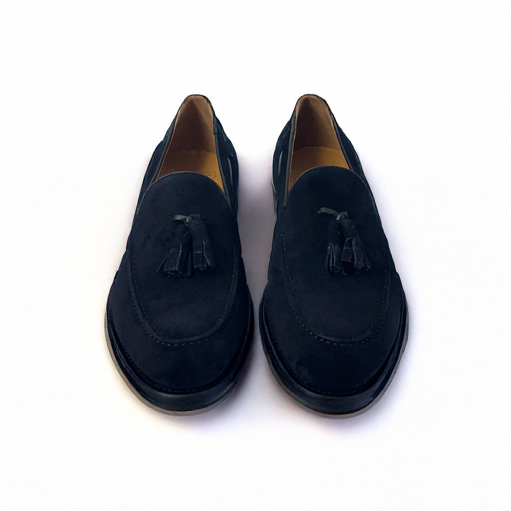 Calzoleria Toscana Bormio Suede Tassel Loafers Blue