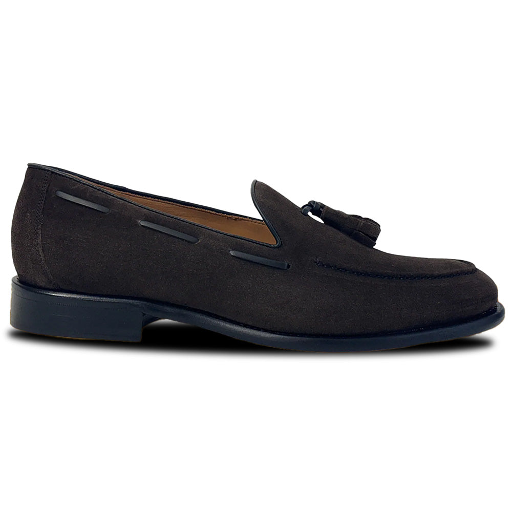 Calzoleria Toscana Bormio Suede Tassel Loafers Charcoal
