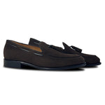 Calzoleria Toscana Bormio Suede Tassel Loafers Charcoal