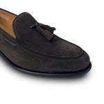 Calzoleria Toscana Bormio Suede Tassel Loafers Charcoal