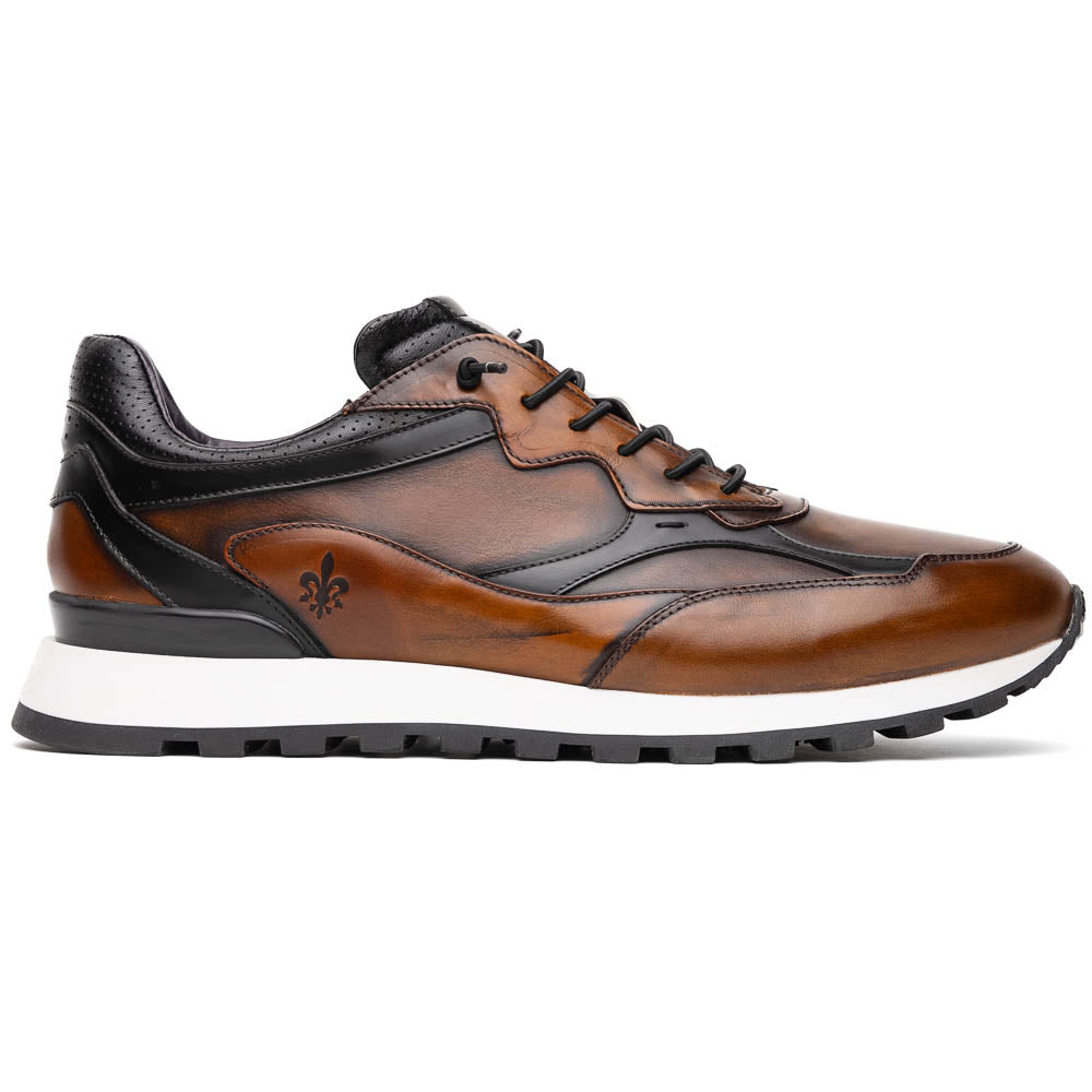 Zelli Bravo Hand Finished Trainer Sneaker Cognac / Black