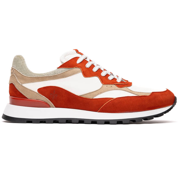 ルチアーノ Zelli Bruno Italian Goat Suede & Calfskin Trainer Sneaker Cream